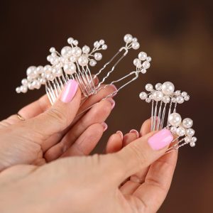 Pearl Bridal Hair Combs and Hair Pins – Elegant Wedding Hair Accessories – Handmade Bride & Bridesmaid Set SLcomb0184s