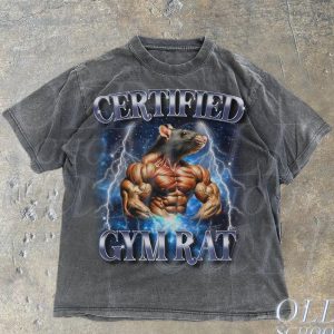 Certified Gym Rat Funny Vintage 90s Style T-Shirt, Unisex Retro Gym Graphic Tee, Pump Cover Rat Shirt, Gym Lovers Gift, Funny Gym Meme Shirt