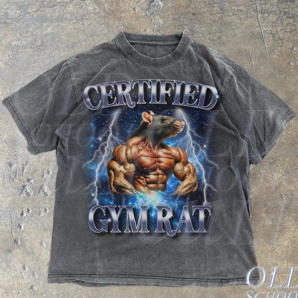 Certified Gym Rat Funny Vintage 90s Style T-Shirt, Unisex Retro Gym Graphic Tee, Pump Cover Rat Shirt, Gym Lovers Gift, Funny Gym Meme Shirt
