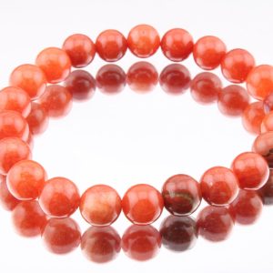 Red Coral Natural Gemstones Bracelet 8mm Round Stone Women’s Bracelet  Handmade Stretch Bead Bracelet Boho Gemstone Accessory