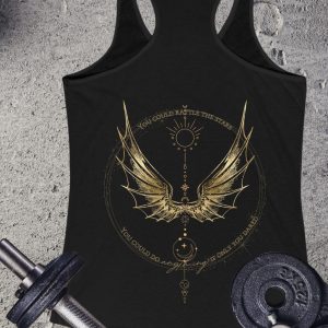 Fantasy Fitness Apparel: Women’s Ideal Racerback Tank, ACOTAR Inspired ‘You Could Rattle the Stars’ Valkyrie Workout Tank, Amren Quote, Gym