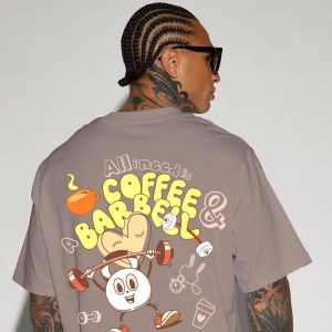 Coffee & Barbell Mens Fun Gym Tshirt Fitness Tee for Coffee Lovers Workout Motivation Tee gift for Sport and Caffeine addicts