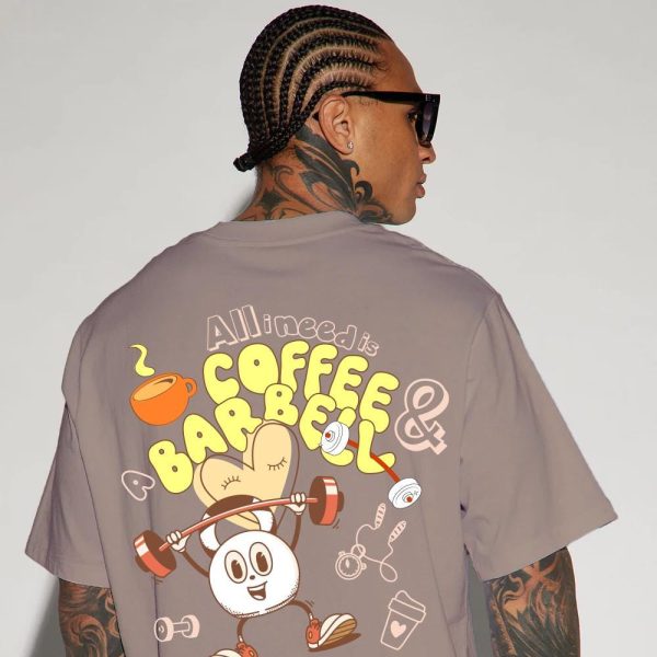 Coffee & Barbell Mens Fun Gym Tshirt Fitness Tee for Coffee Lovers Workout Motivation Tee gift for Sport and Caffeine addicts