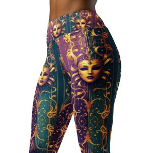 Gold Mardi Gras Leggings Theatrical Yoga Pants High Waist Party Trousers Gym Fitness Athleisure Stretchy Women’s Bold Teal Purple Britches