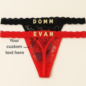 Custom Name Thong, Personalized Thong with Name, Name Chain, Plus Sized, Name Thong With Matching Bra Option, Monogram Rhinestone Thong Cute