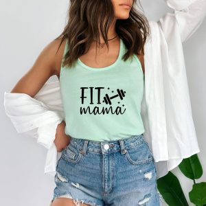 Fit Mama Racerback Tank Top | Motivational Workout Shirt | Cute Fitness Apparel | Women’s Gym Wear | Gift for Fitness Lovers