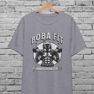 Boba Fit Mandalorian Gym Multicolor Unisex T-Shirt For Men & Women,Star Wars Meme,Gym Fitness Shirt Bodybuilding Shirt,Cool Funny Gift Shirt