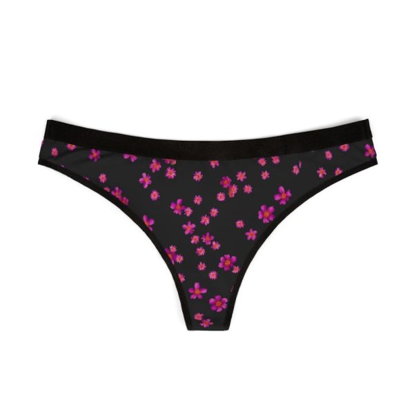 Dead Petal Thong | Dark Floral Women Thongs | Violet Magenta Flower Underwear | Goth Vapor Lingerie | Cyber Noir Aesthetic