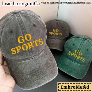 Embroidered Go Sports Dad Hat Embroidered Baseball Cap Custom Strap Back Unisex Adjustable Cotton Baseball Hat Women Men
