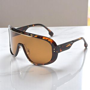 Oversized Sun Shields Polarized Sunglasses, Driving Sunglasses for Men & Women, Retro Wraparound Shades, Black and Tortoise Frame Eyewear