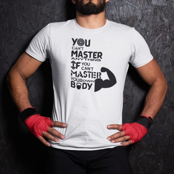 Workout motivation shirt, fitness gym t-shirt, master your body tee, discipline training top, Unisex athletic wear, bold slogan shirt