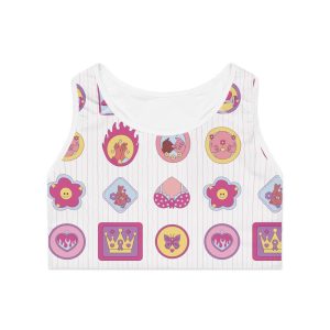 Colorful Girls Power Sports Bra, Athletic Workout Top, Fitness Gym Wear, Exercise Apparel, Activewear for Women