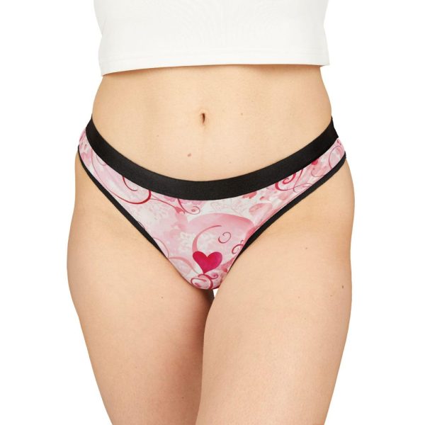 Floral Heart Thong – Cute Pink Women’s Underwear, Valentine’s Day Lingerie, Gifts for Her, Romantic Intimates, Everyday Comfort